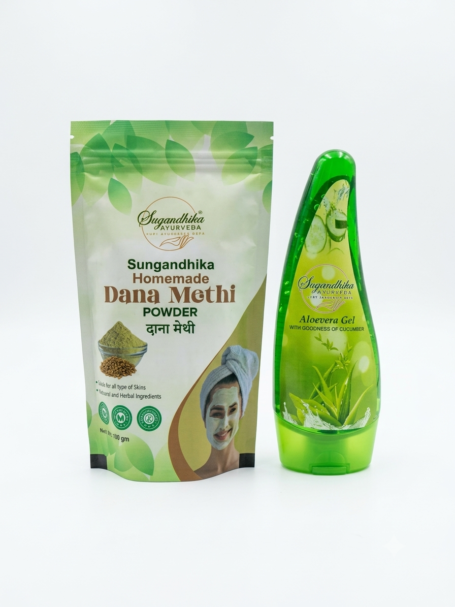 Dana Methi Face Pack & Cucumber Aloevera Gel Combo Homemade For Skin Glow