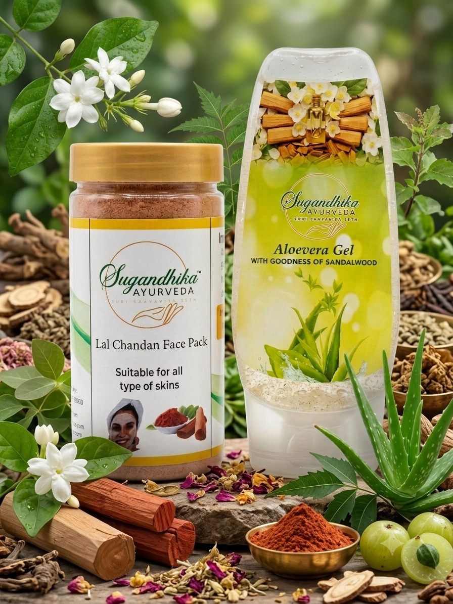 Lal Chandan Face Pack & Sandalwood Gel Combo